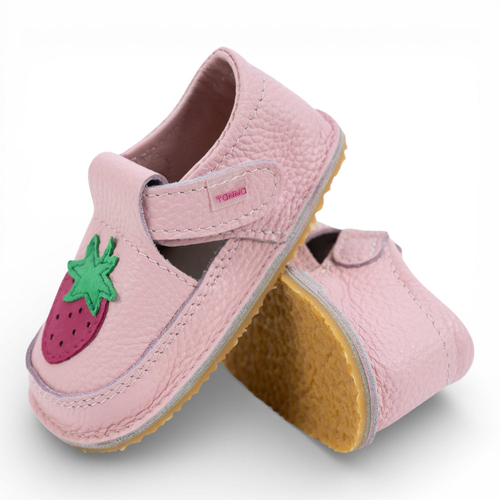 Pantofi barefoot din piele naturala Roz Capsunica
