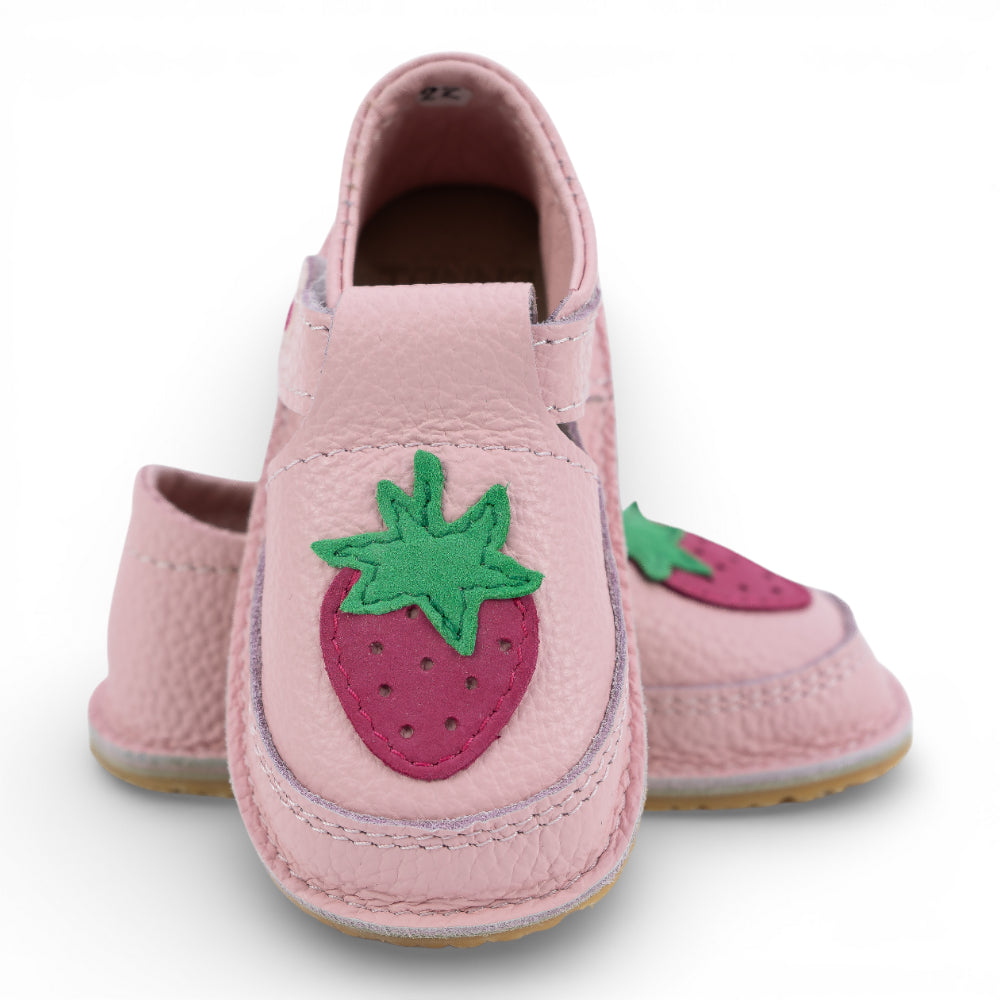 Pantofi barefoot din piele naturala Roz Capsunica