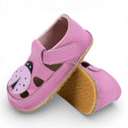 Sandale barefoot din piele naturala Roz Buburuza