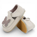 Pantofi barefoot din piele naturala Crem rose  Fluturas