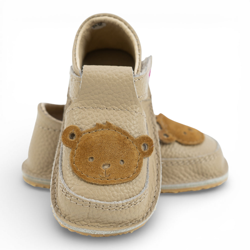 Pantofi barefoot din piele naturala Bej Maimuta Baiat