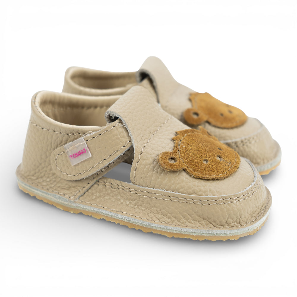 Pantofi barefoot din piele naturala Bej Maimuta Baiat Imagine secundară a produsului