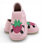 Sandale barefoot din piele naturala Roz Capsunica