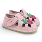 Sandale barefoot din piele naturala Roz Capsunica