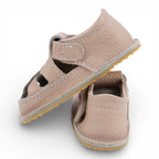 Sandale barefoot din piele naturala Nude Floricica