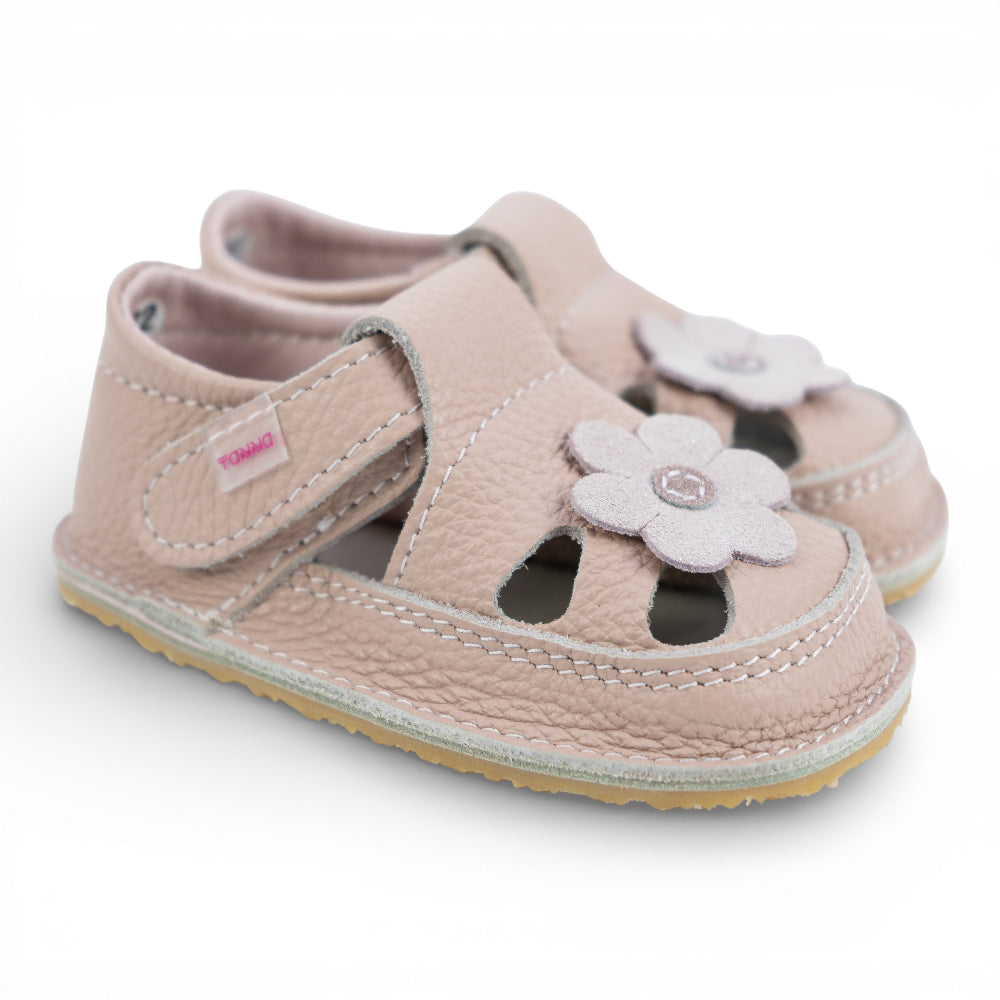 Sandale barefoot din piele naturala Nude Floricica Imagine secundară a produsului