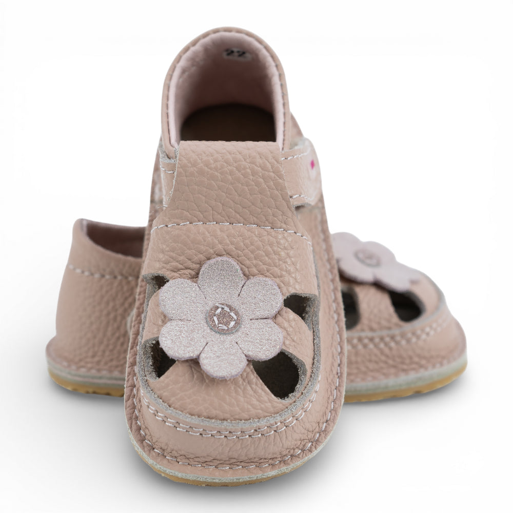 Sandale barefoot din piele naturala Nude Floricica Imagine principală a produsului