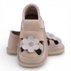 Sandale barefoot din piele naturala Nude Floricica