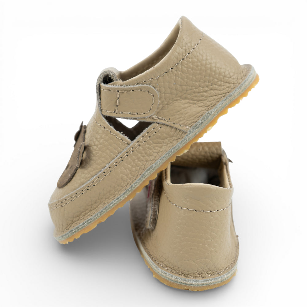 Sandale barefoot din piele naturala Bej Maimutica fetita