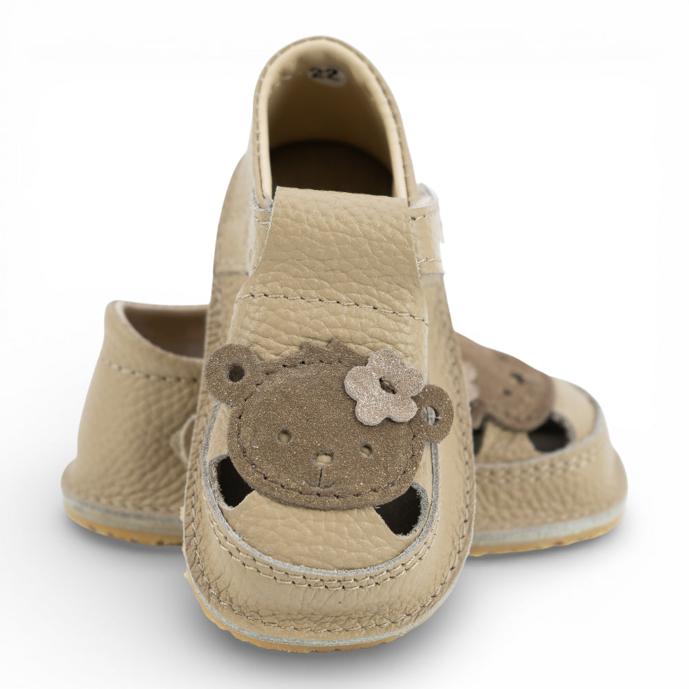 Sandale barefoot din piele naturala Bej Maimutica fetita