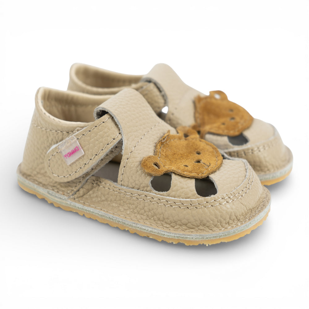 Sandale barefoot din piele naturala Bej Maimutica baiat