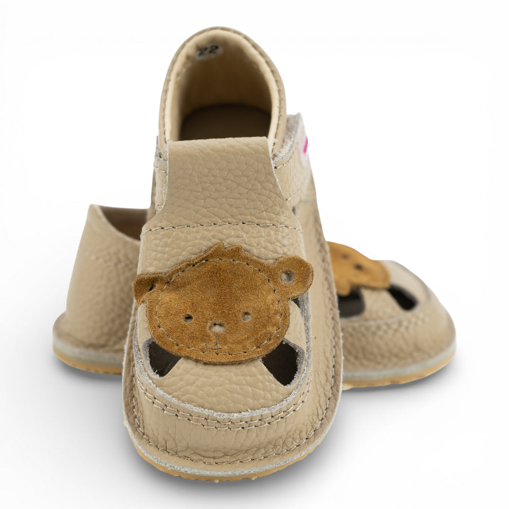 Sandale barefoot din piele naturala Bej Maimutica baiat Imagine principală a produsului