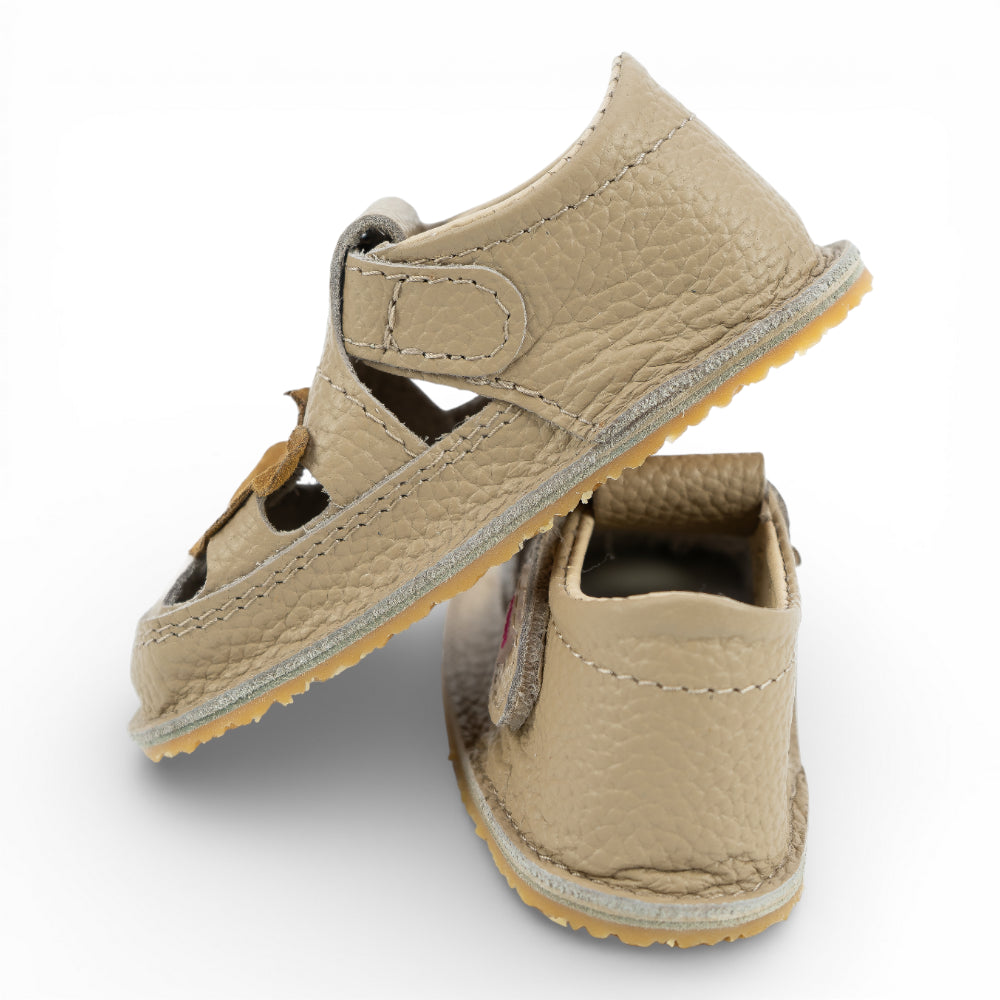 Sandale barefoot din piele naturala Bej Maimutica baiat