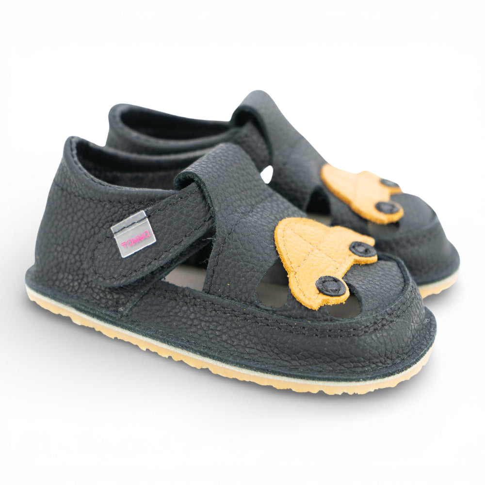 Sandale barefoot din piele naturala Negru Masinuta Imagine secundară a produsului