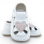 Sandale barefoot din piele naturala Alb Ivory Inimioare