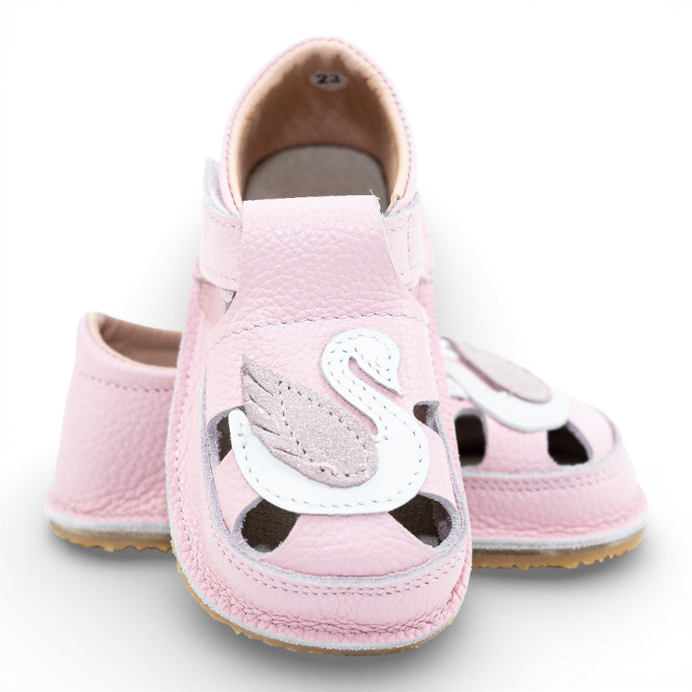 Sandale barefoot din piele naturala Roz Lebada Imagine principală a produsului