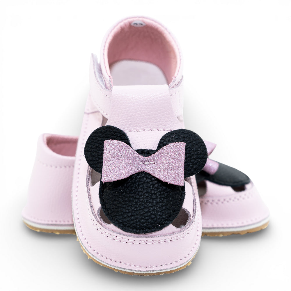 Sandale barefoot din piele naturala Lila Roz pudrat Minnie Imagine principală a produsului