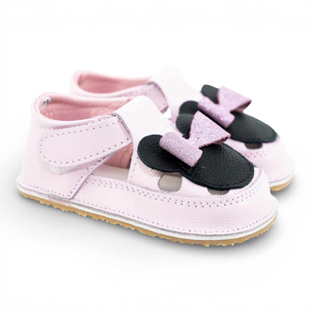 Sandale barefoot din piele naturala Lila Roz pudrat Minnie Imagine secundară a produsului