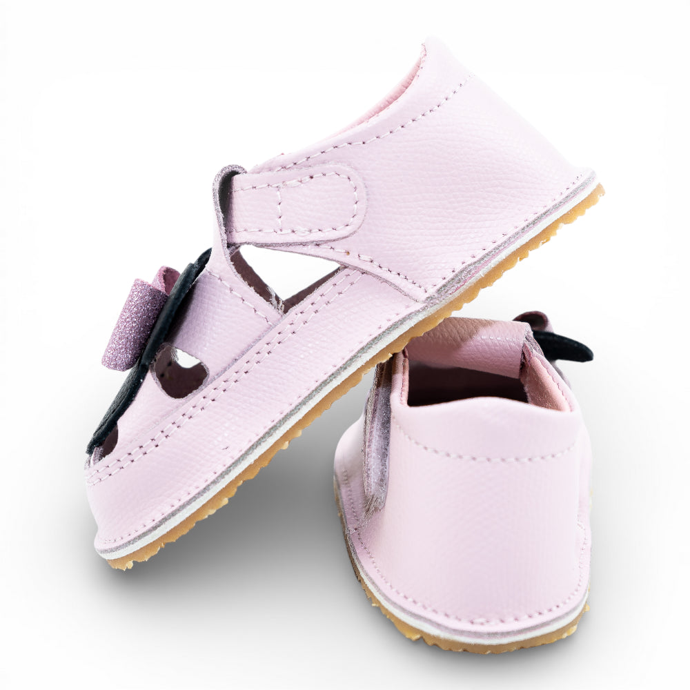 Sandale barefoot din piele naturala Lila Roz pudrat Minnie