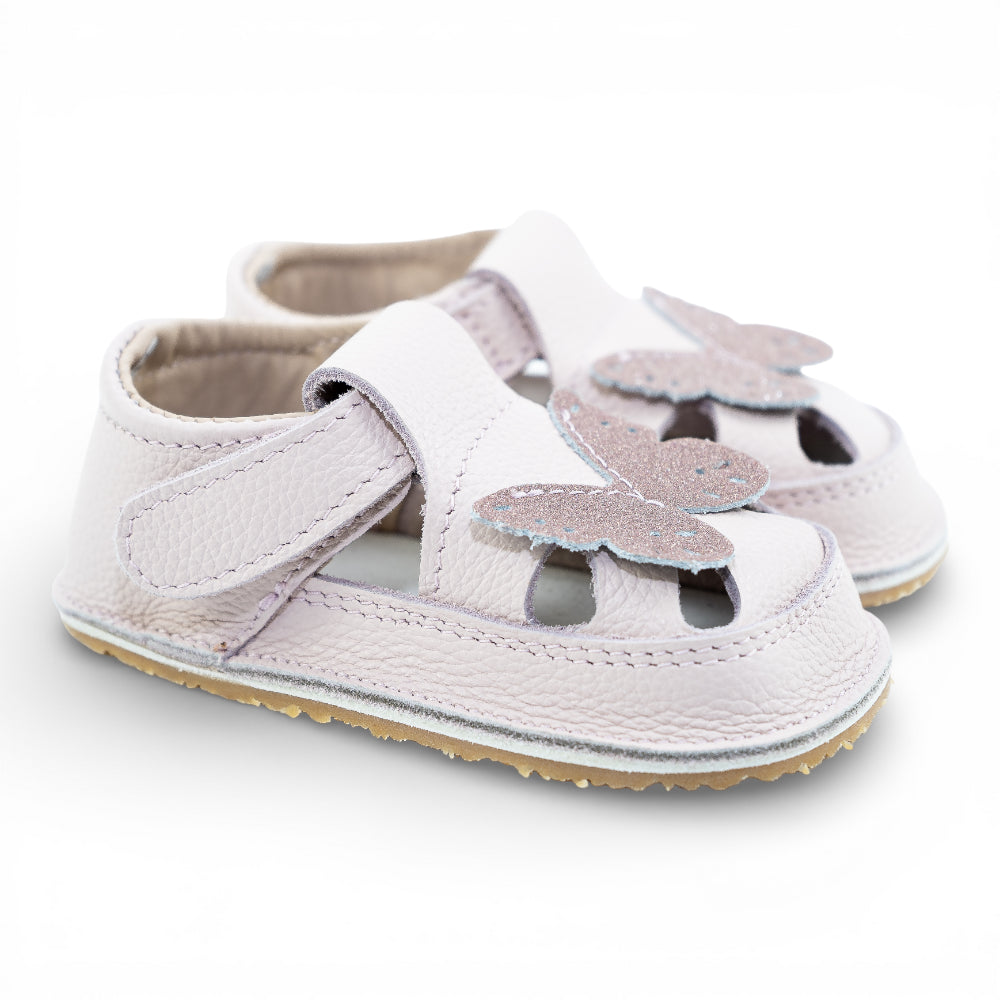 Sandale barefoot din piele naturala Crem rose Fluturas Imagine secundară a produsului