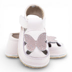 Sandale barefoot din piele naturala Crem rose Fluturas