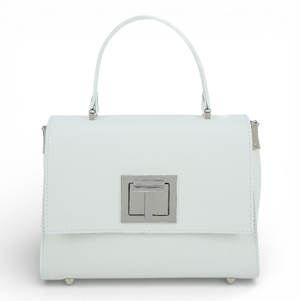 Geanta  din piele naturala Alb MINI POLINE