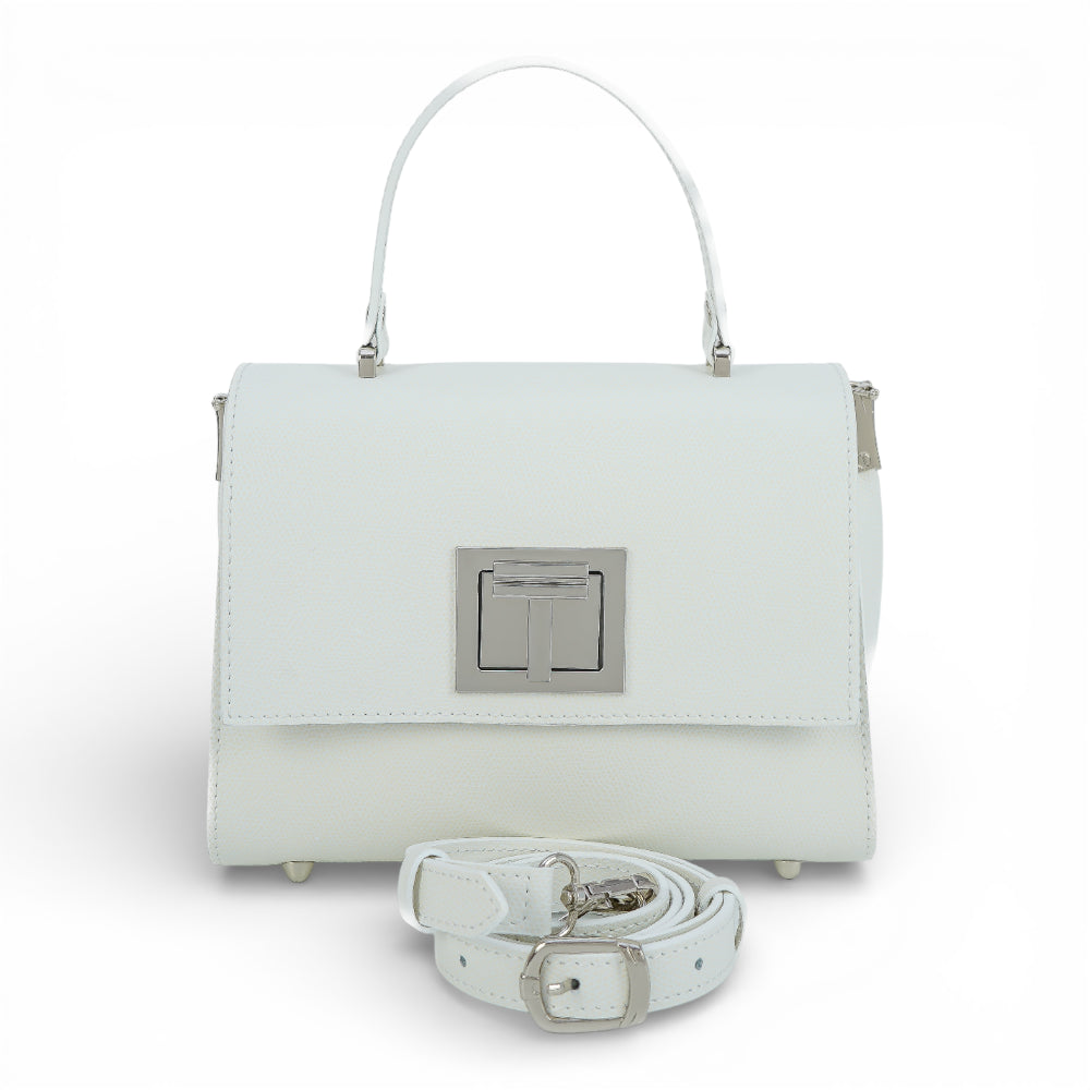 Geanta  din piele naturala Alb MINI POLINE