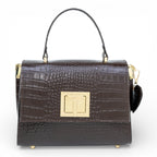 Geanta din piele naturala Espresso Croco MINI POLINE
