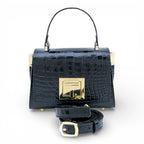 Geanta din piele naturala Negru Croco MICRO POLINE