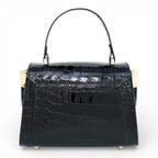 Geanta din piele naturala Negru Croco MICRO POLINE