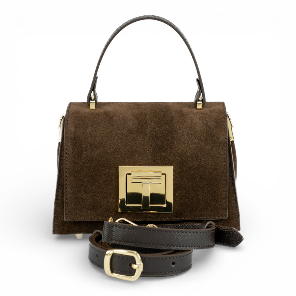 Geanta din piele naturala Espresso Suede MICRO POLINE Imagine secundară a produsului