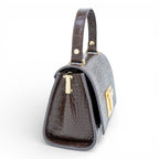 Geanta din piele naturala Ciocolata Croco MICRO POLINE