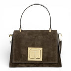 Geanta din piele naturala Espresso Suede MICRO POLINE