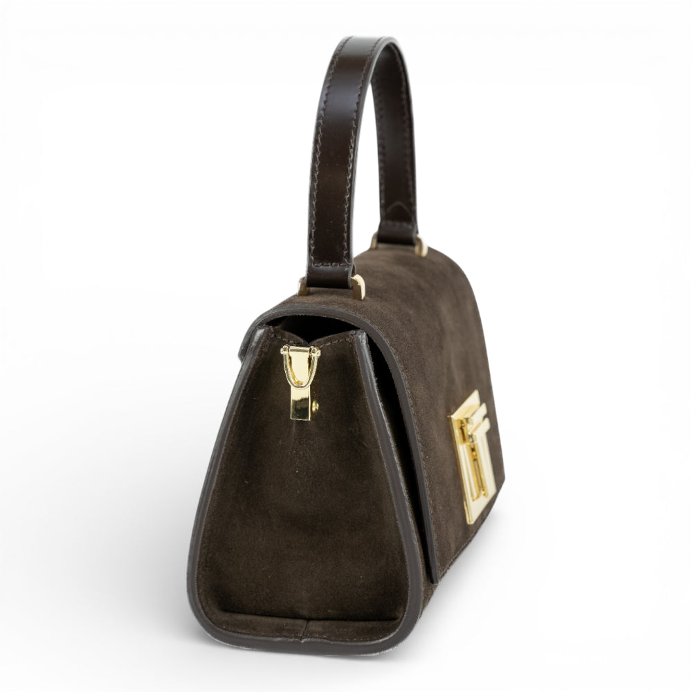 Geanta din piele naturala Espresso Suede MICRO POLINE
