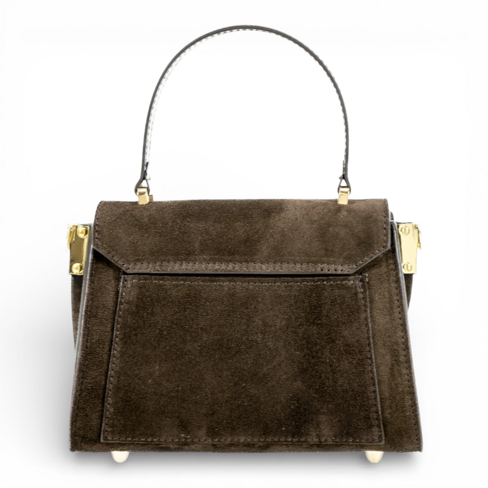 Geanta din piele naturala Espresso Suede MICRO POLINE