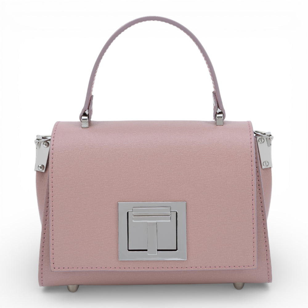 Geanta din piele naturala Roz nude MICRO POLINE Imagine principală a produsului