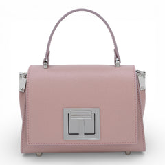 Geanta din piele naturala Roz nude MICRO POLINE
