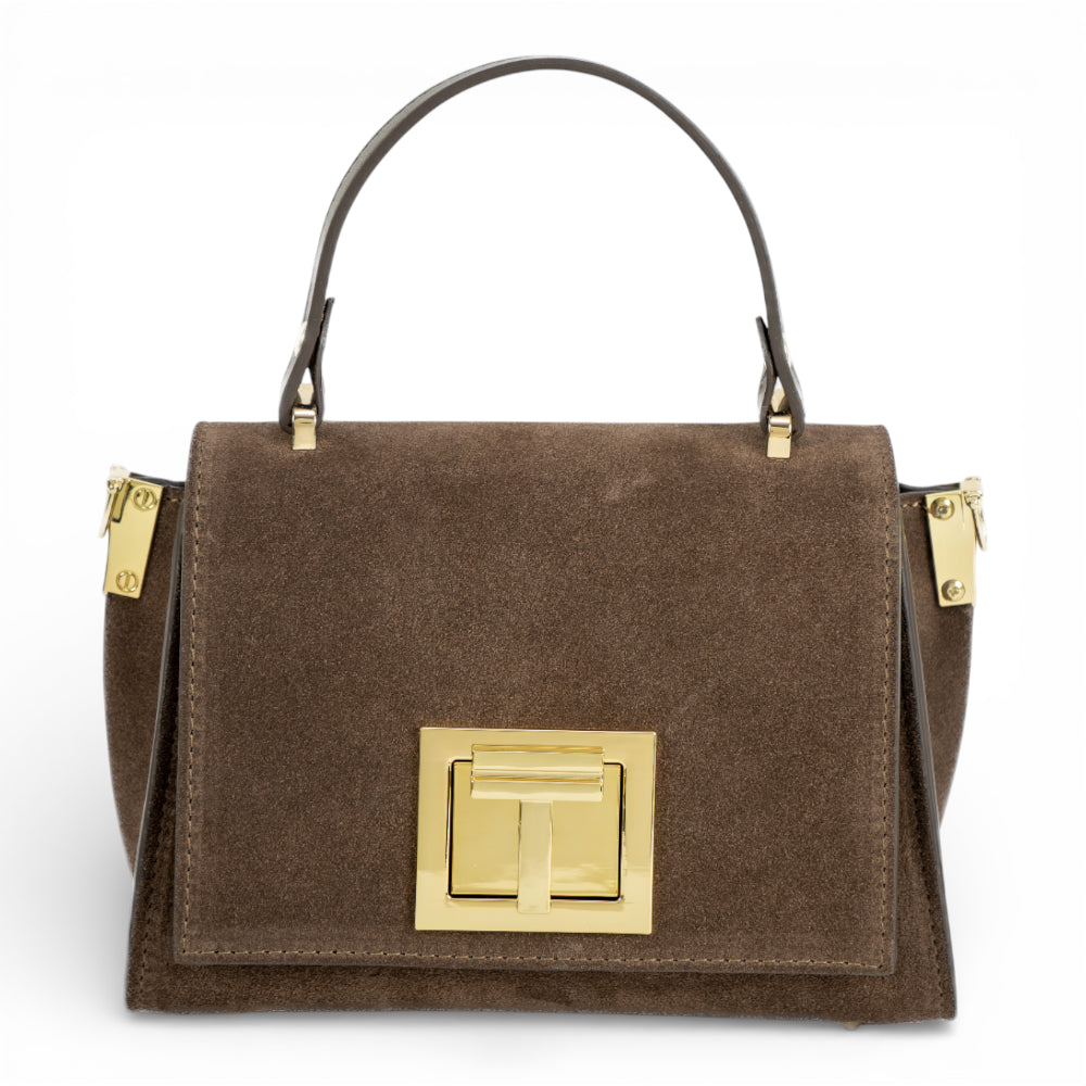 Geanta din piele naturala Ciocolata Suede MICRO POLINE Imagine principală a produsului