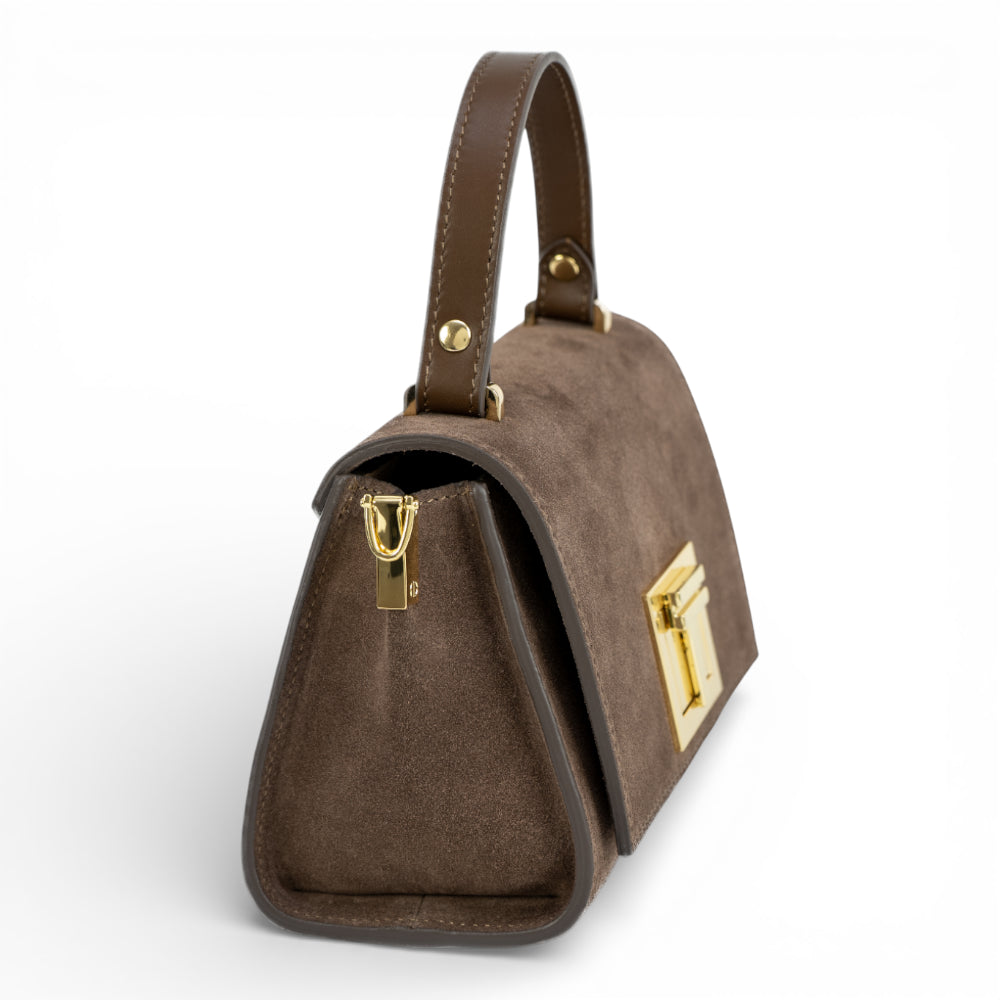 Geanta din piele naturala Ciocolata Suede MICRO POLINE