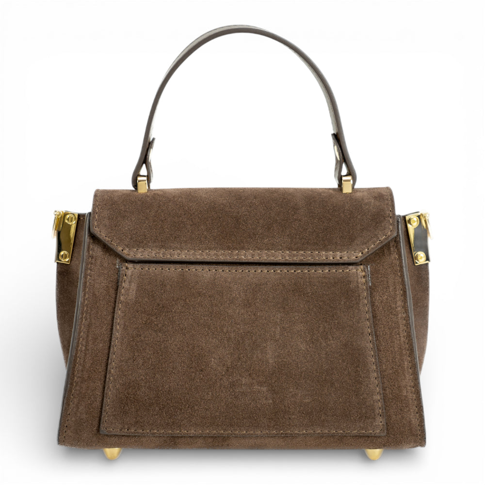 Geanta din piele naturala Ciocolata Suede MICRO POLINE