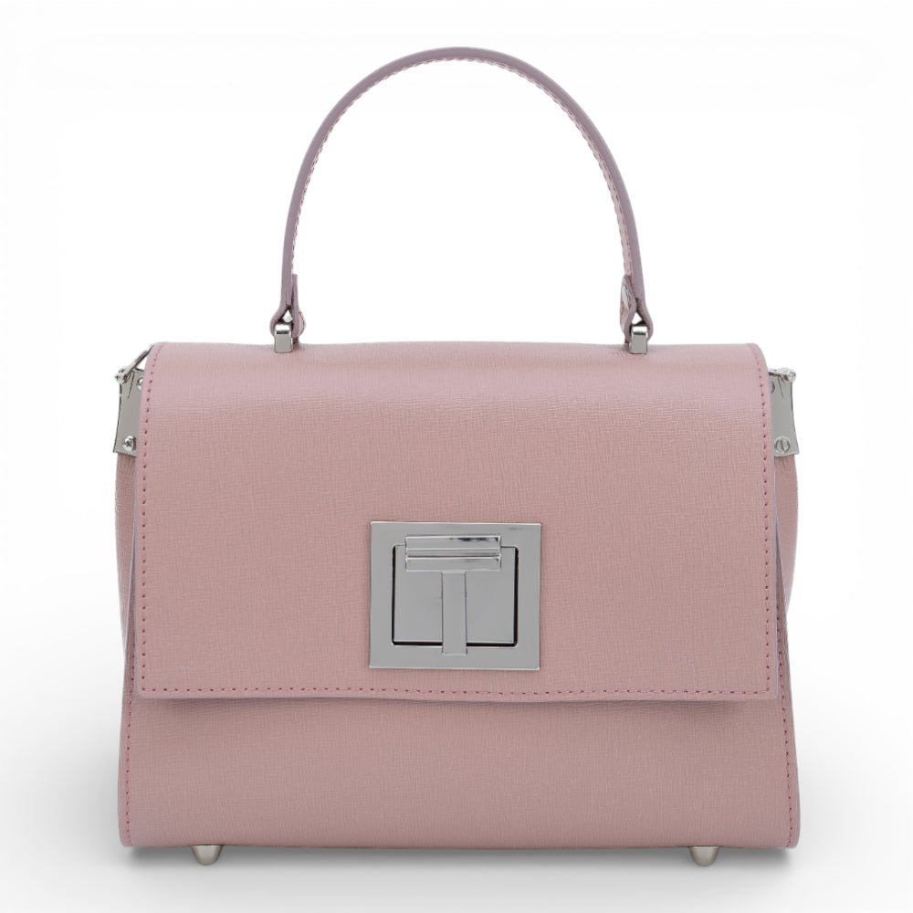 Geanta  din piele naturala Roz nude MINI POLINE