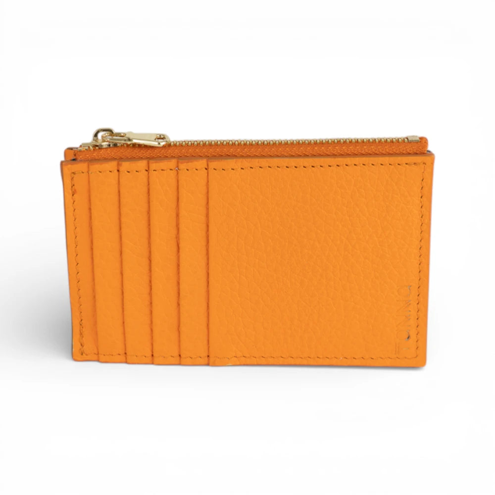 Portcard din piele naturala Orange Tanna