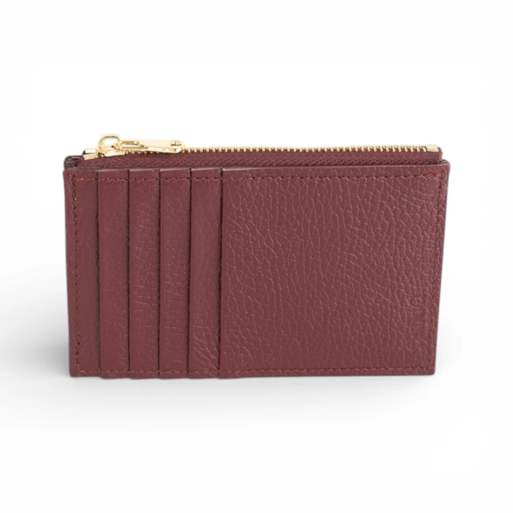 Portcard din piele naturala Burgundy Tanna