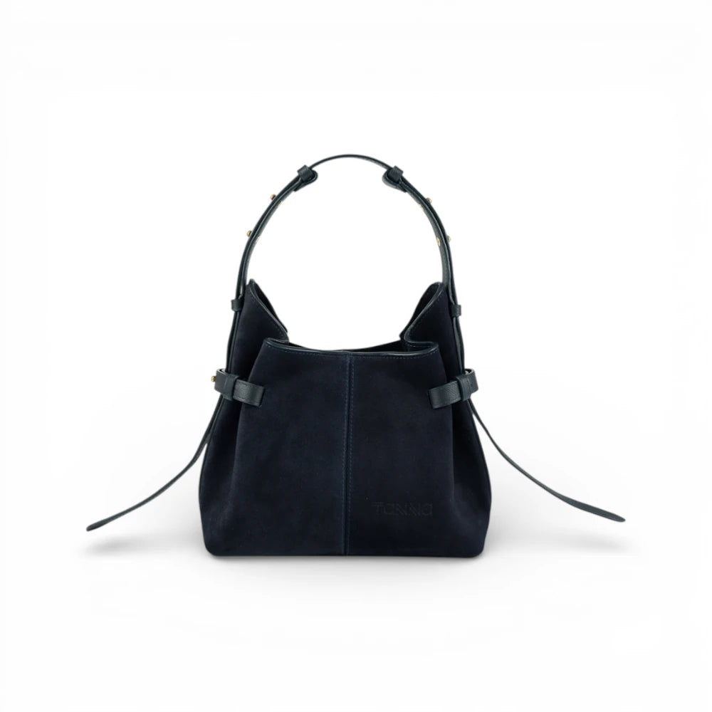 Geanta din piele întoarsă Black  Suede MICRO BOUCLE