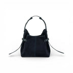 Geanta din piele întoarsă Black  Suede MICRO BOUCLE