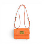 Geanta din piele naturala Croco Orange Sophie