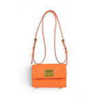 Geanta din piele naturala Croco Orange Sophie