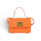 Geanta din piele naturala Croco Orange Sophie