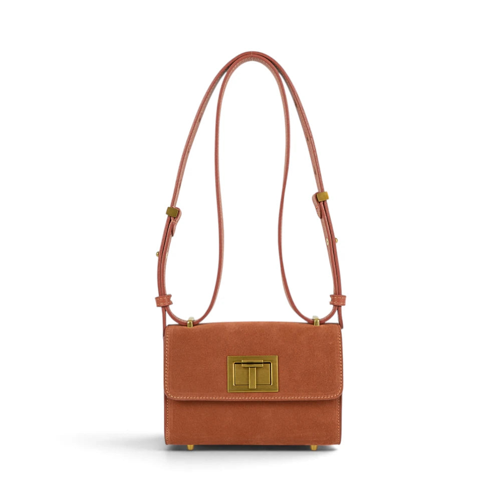 Geanta din piele naturala Terracotta Suede Sophie Imagine principală a produsului