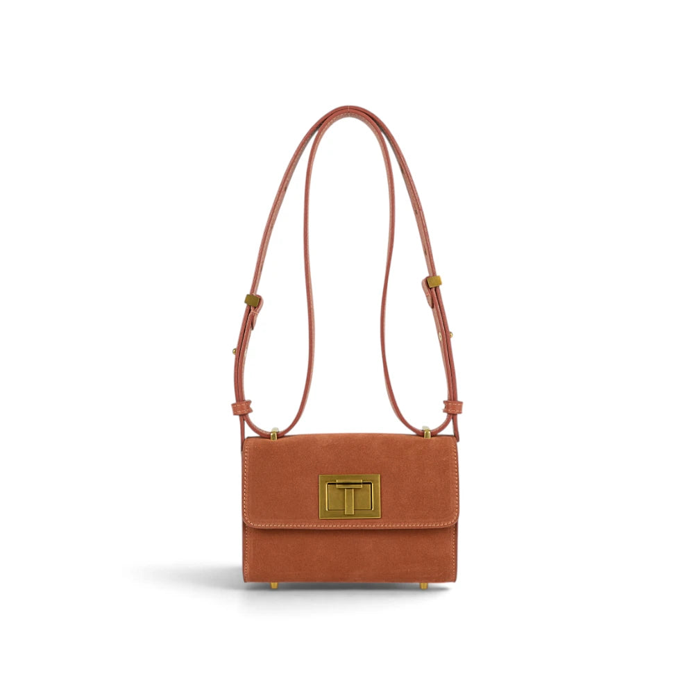 Geanta din piele naturala Terracotta Suede Sophie Imagine secundară a produsului